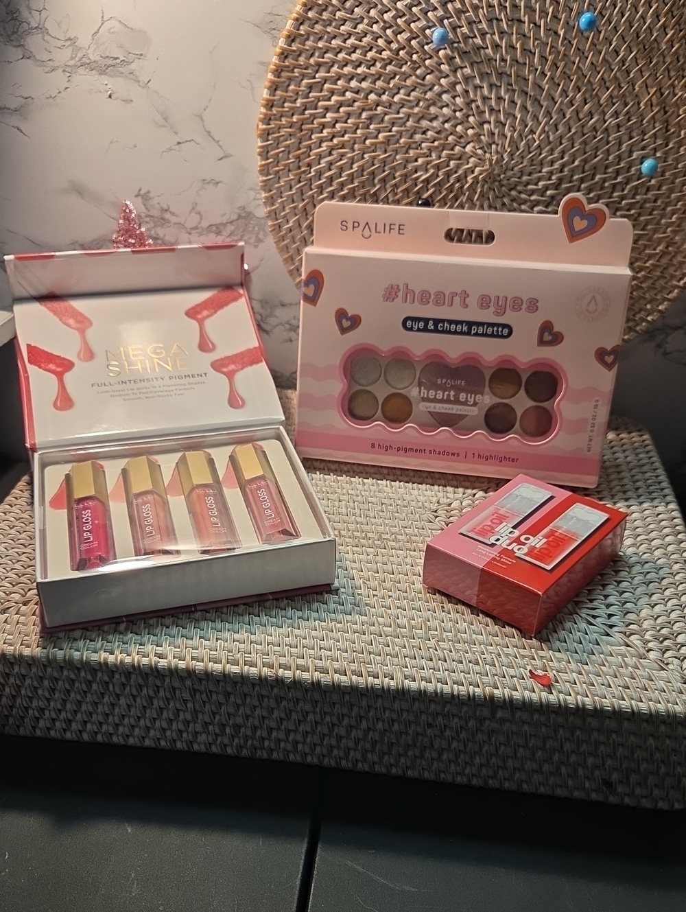 3 Box Set You Get All Alife Heart Eyes Eye & Cheek Palette and Lip Gloss